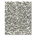 Minimalist Black and Cream Circular Labyrinth Rug