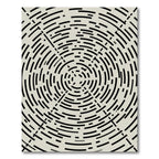 Minimalist Black and Cream Circular Labyrinth Rug