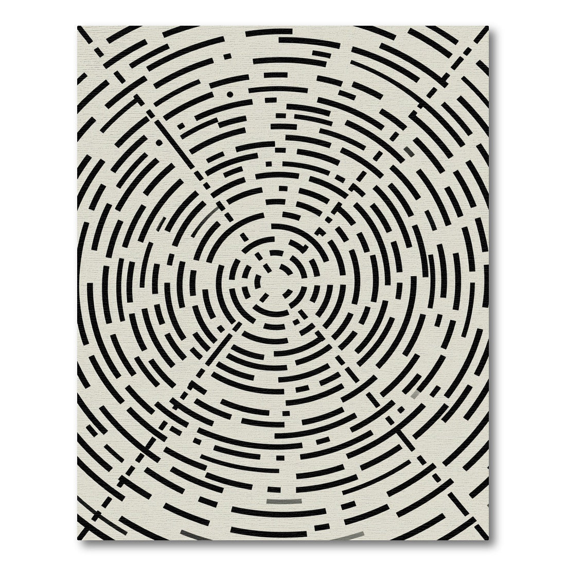Minimalist Black and Cream Circular Labyrinth Rug