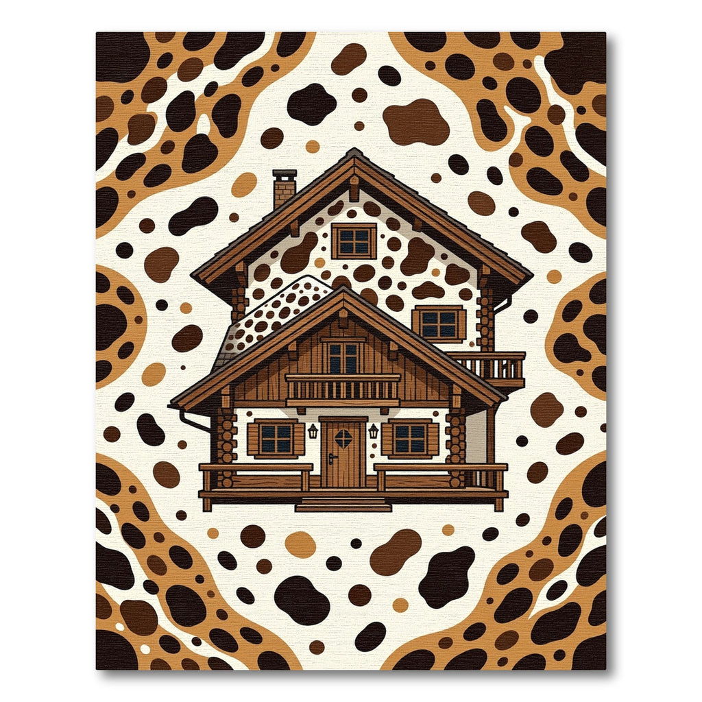 Whimsical Brown Spotted Alpine Chalet Rug