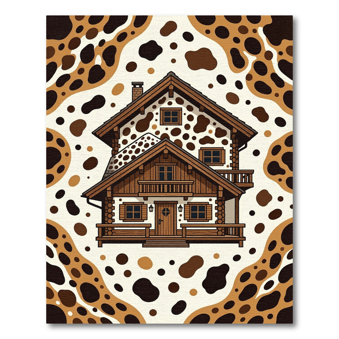 Whimsical Brown Spotted Alpine Chalet Rug