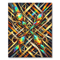 Radiant Geometric Gemstone Lattice Gold Rug