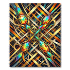 Radiant Geometric Gemstone Lattice Gold Rug