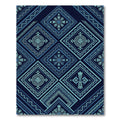 Deep Blue Geometric Tribal Diamonds Rug