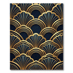 Art Deco Gold Navy Fan Arches Rug