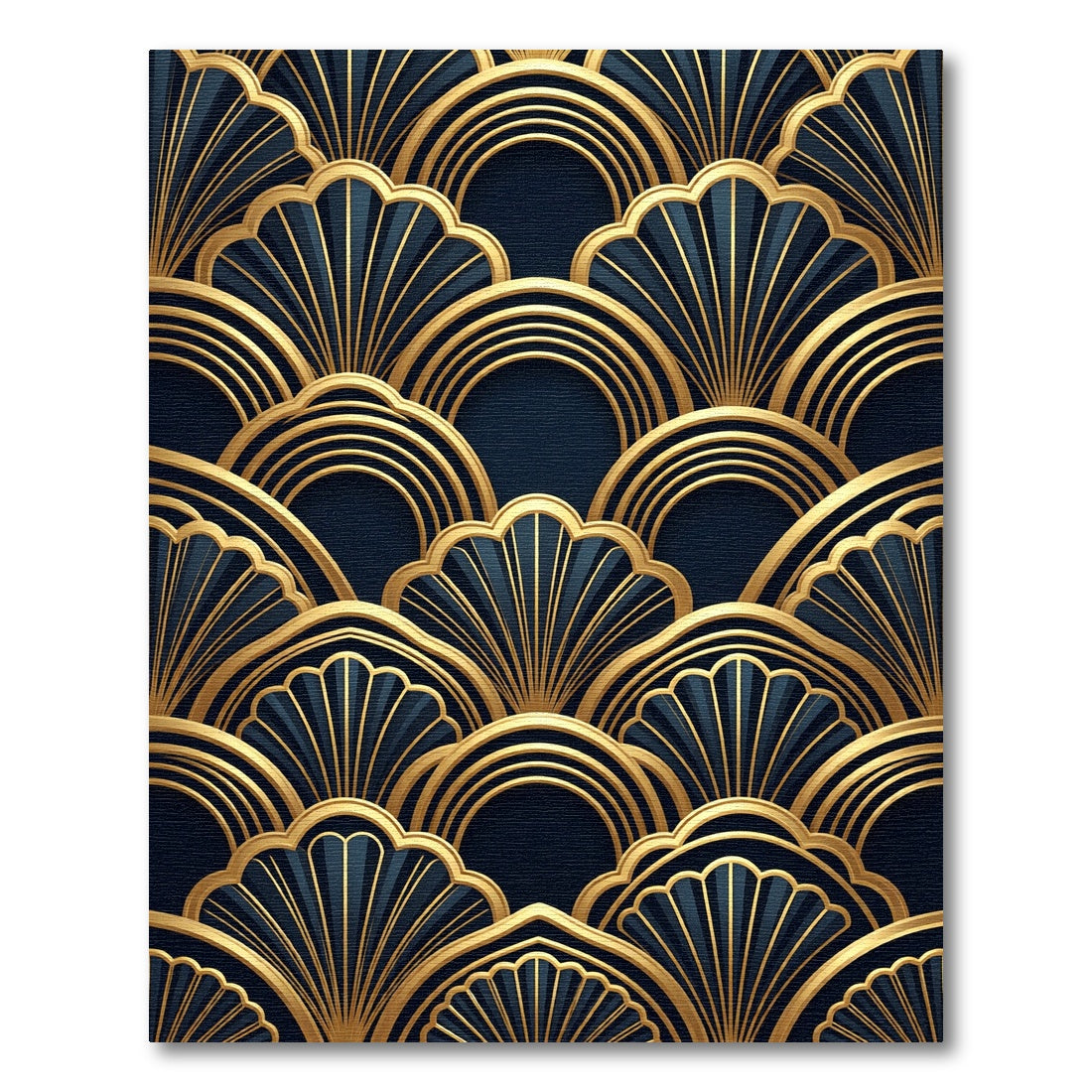 Art Deco Gold Navy Fan Arches Rug