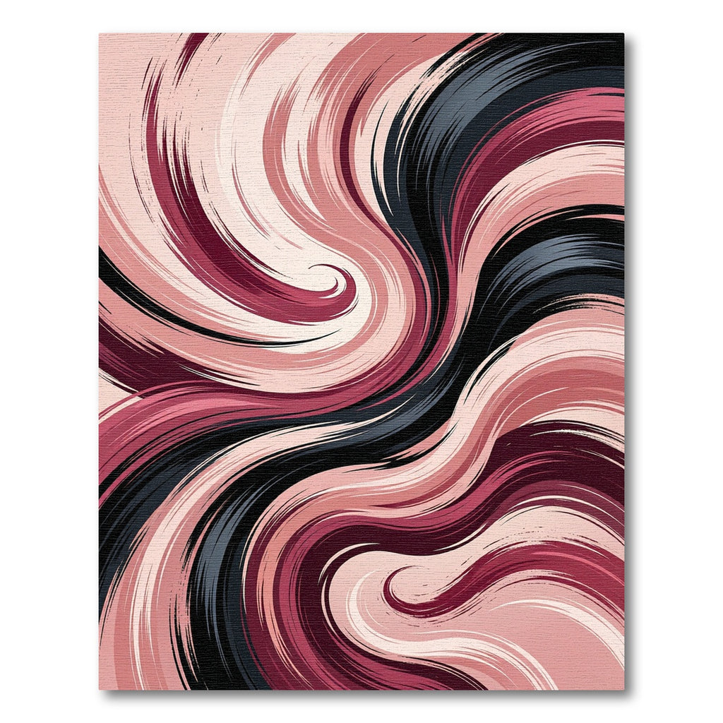 Abstract Blush and Midnight Swirl Area Rug