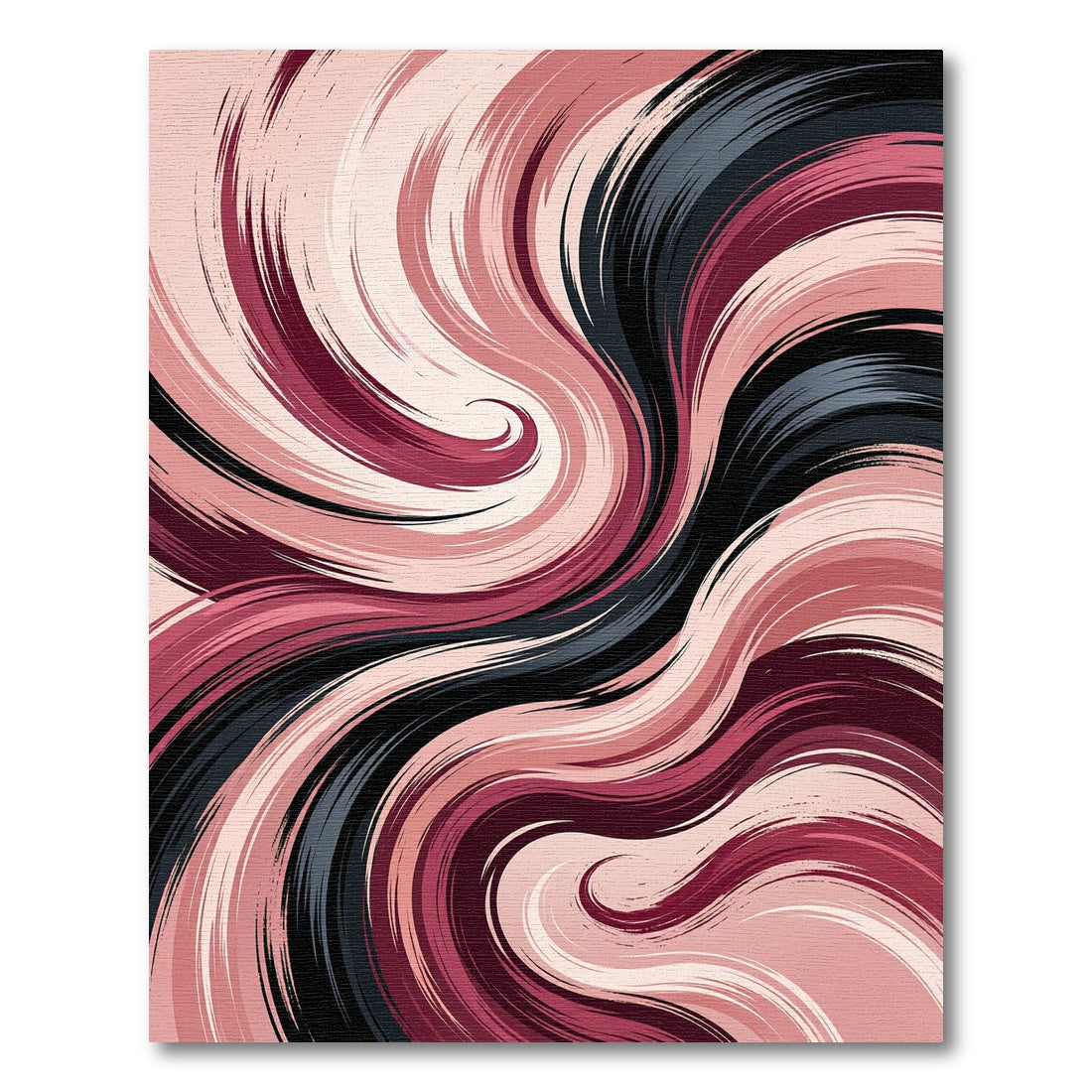 Abstract Blush and Midnight Swirl Area Rug