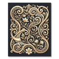 Ornate Gold Floral Scroll Lace Rug