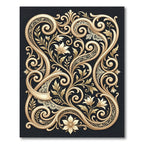 Ornate Gold Floral Scroll Lace Rug