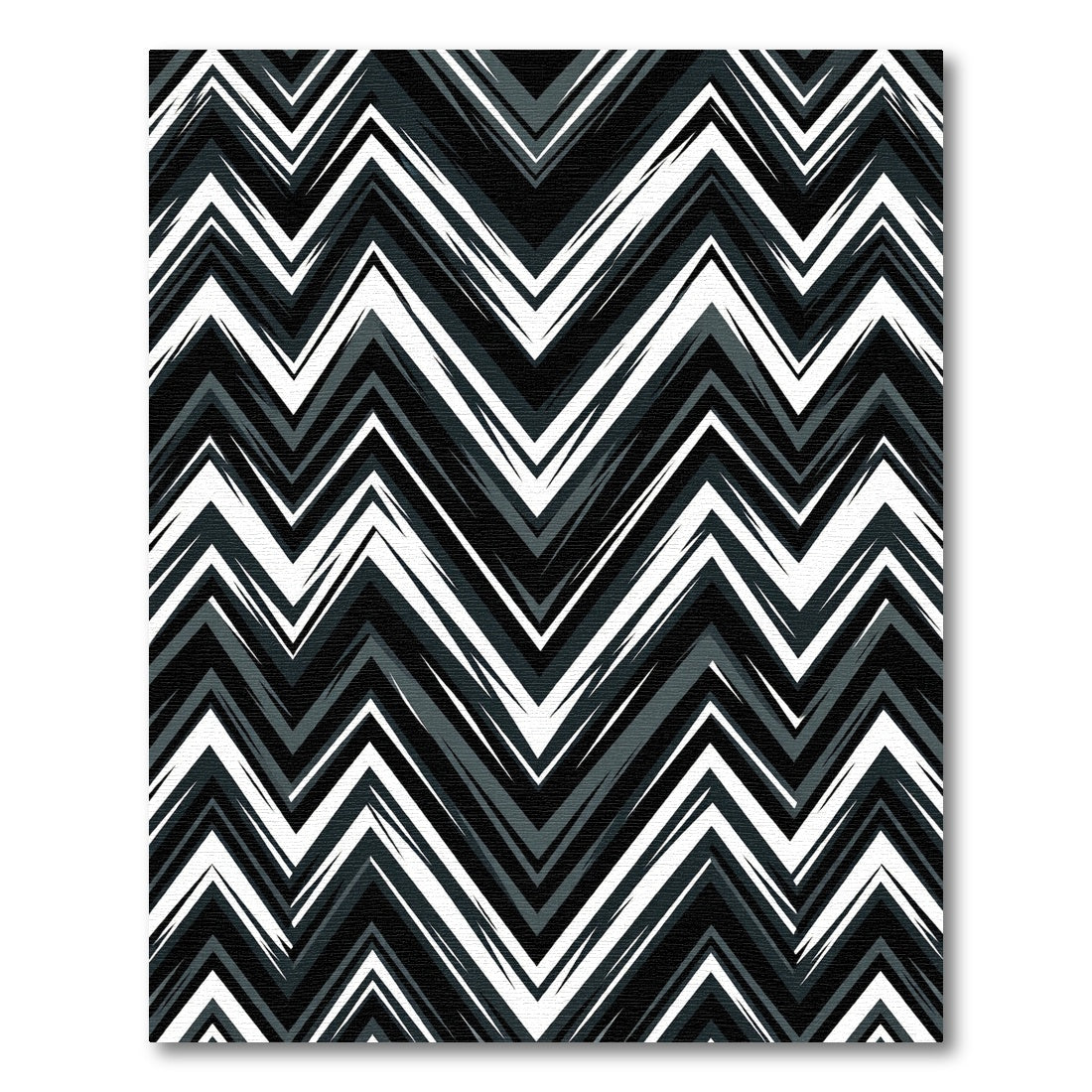 Sharp Black White Zigzag Stripes Rug