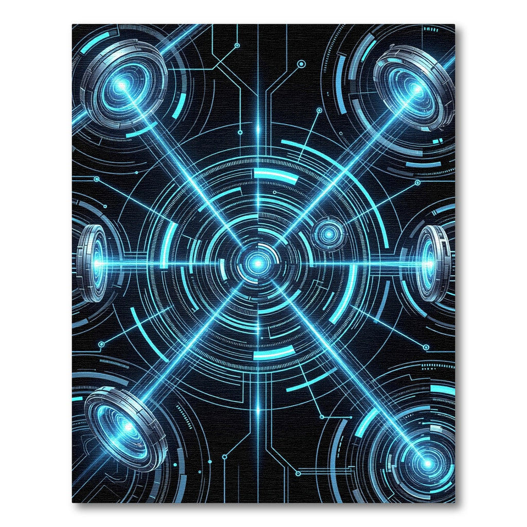 Luminous Cybernetic Blue Neon Core Rug