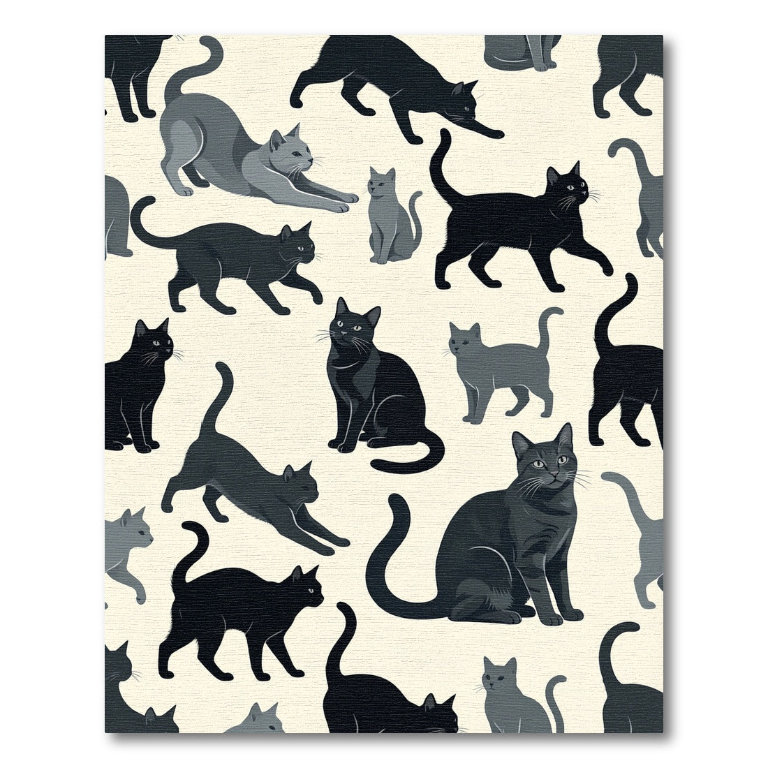 Gray Black Cat Crowd In Many Poses Rug