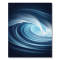 Abstract Electric Blue Curving Ocean Wave Rug