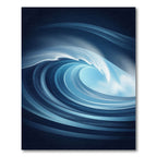 Abstract Electric Blue Curving Ocean Wave Rug