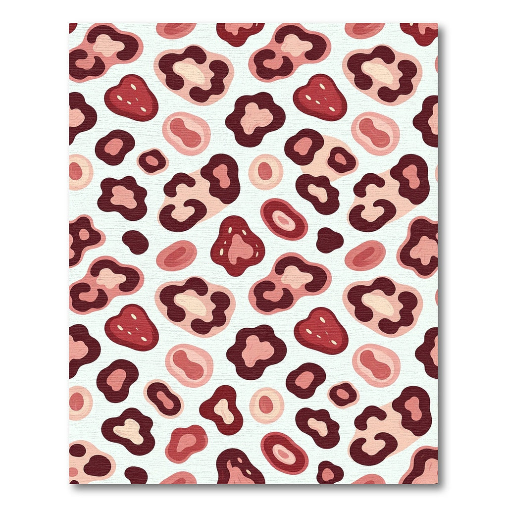 Abstract Blush and Maroon Leopard Spot Rug