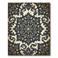 Antique Charcoal Damask Scroll Medallion Rug
