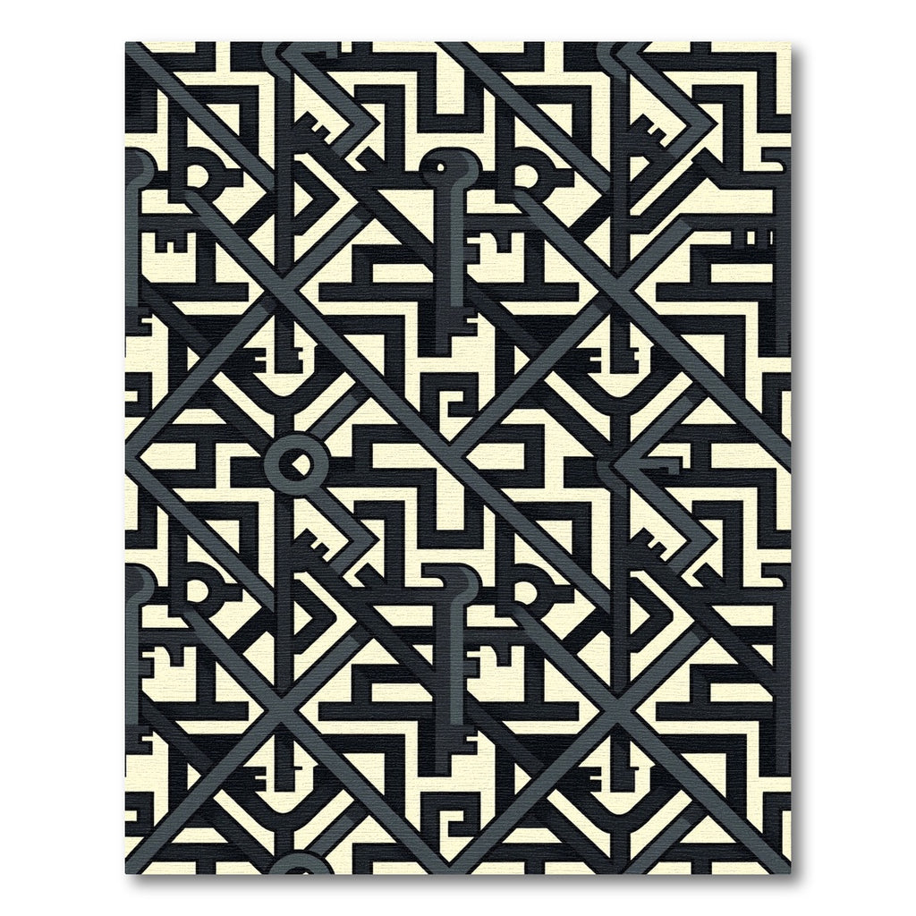 Abstract Geometric Interlocking Key Grid Rug