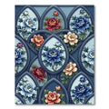 Elegance Deep Blue Peony Arch Floral Rug