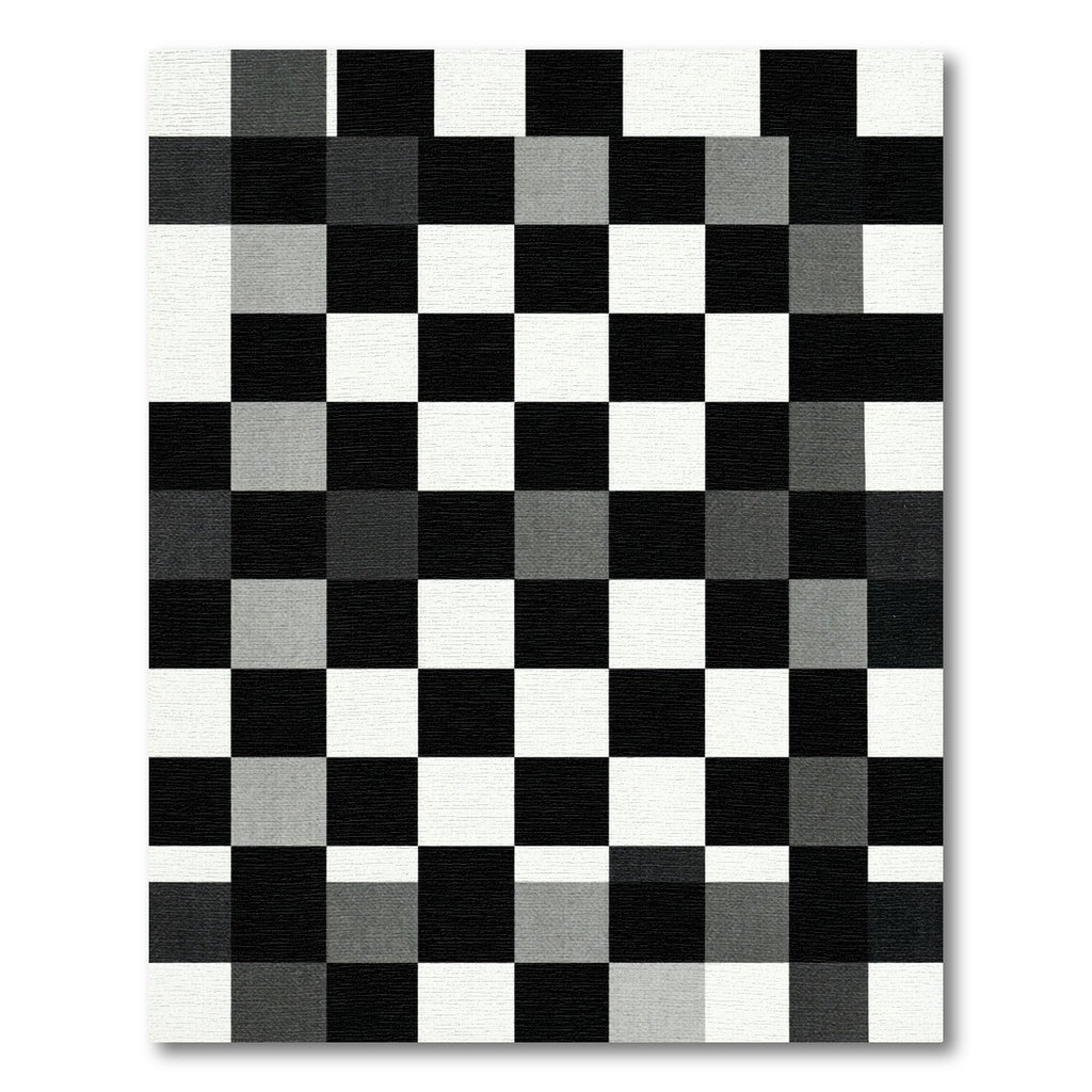 Monochrome Abstract Grid Checkered Tile Rug