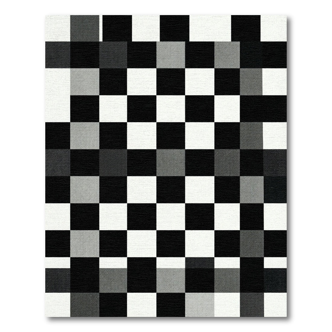 Monochrome Abstract Grid Checkered Tile Rug
