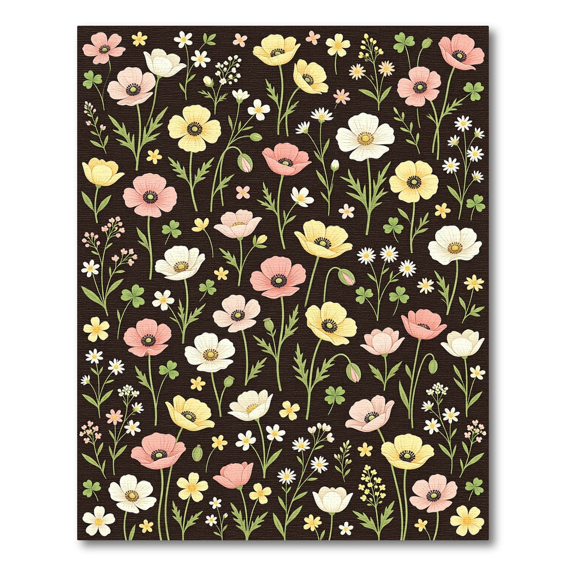 Pink Yellow White Floral Field Meadow Rug