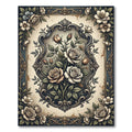 Vintage Floral Rose Ornamental Frame Rug