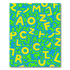 Groovy Yellow Blue Alphabet Scatter Rug