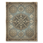 Vintage Teal Floral Medallion Composition Rug