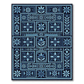 Navy Blue Floral Botanical Composition Rug