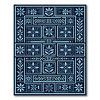 Navy Blue Floral Botanical Composition Rug