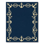 Navy Anchor Chain Border Nautical Rug