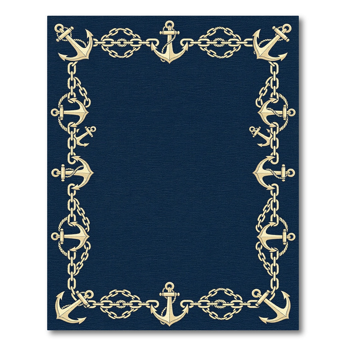 Navy Anchor Chain Border Nautical Rug