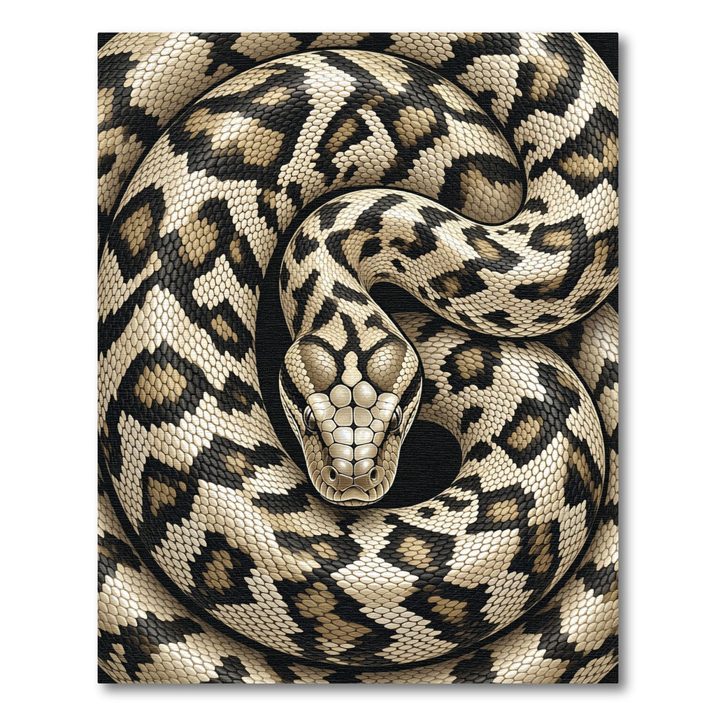 Coiled Neutral Tone Python Scale Rug