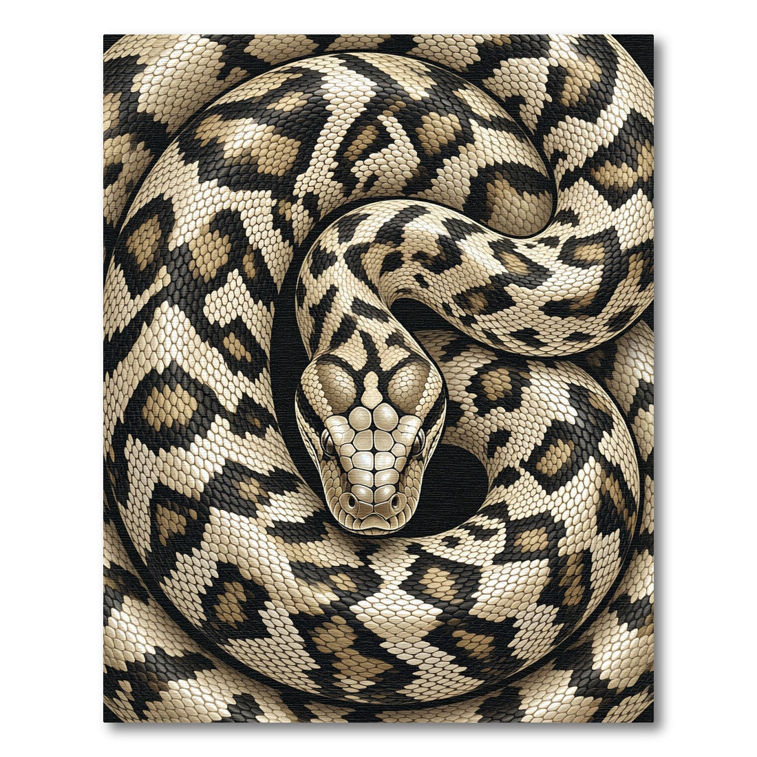 Coiled Neutral Tone Python Scale Rug