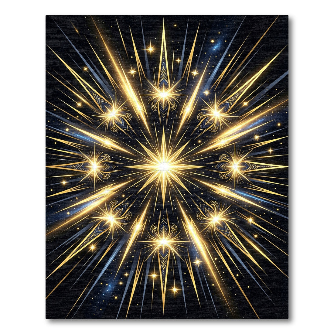 Celestial Golden Starburst Radial Art Rug