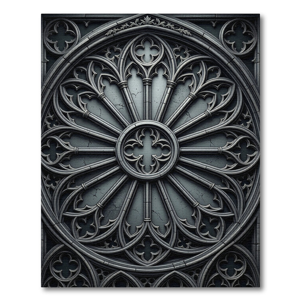 Gothic Charcoal Architectural Rose Medallion Rug