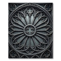 Gothic Charcoal Architectural Rose Medallion Rug