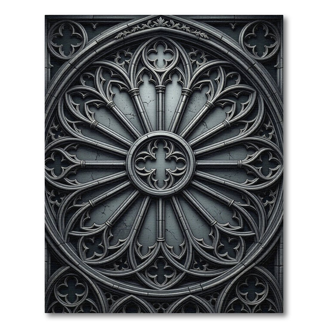 Gothic Charcoal Architectural Rose Medallion Rug