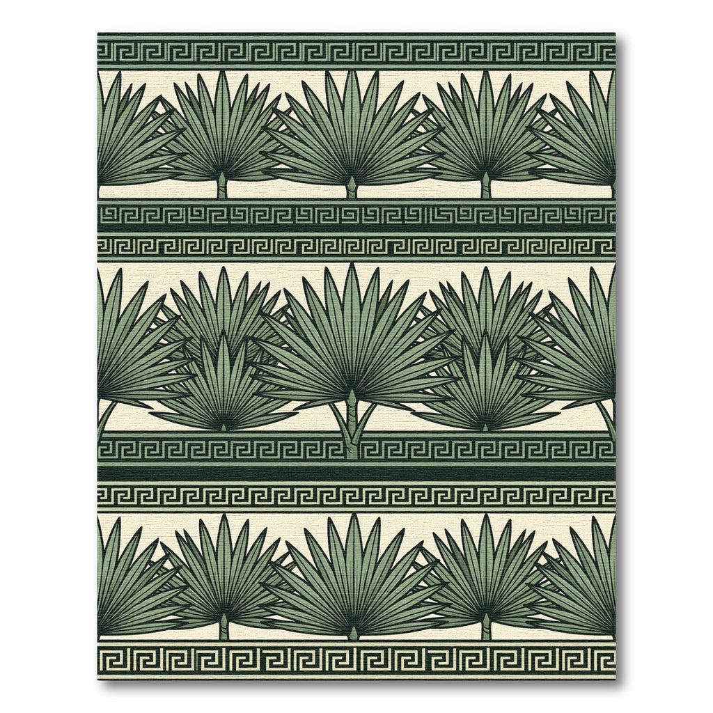 Sage Green Botanical Greek Key Trellis Rug