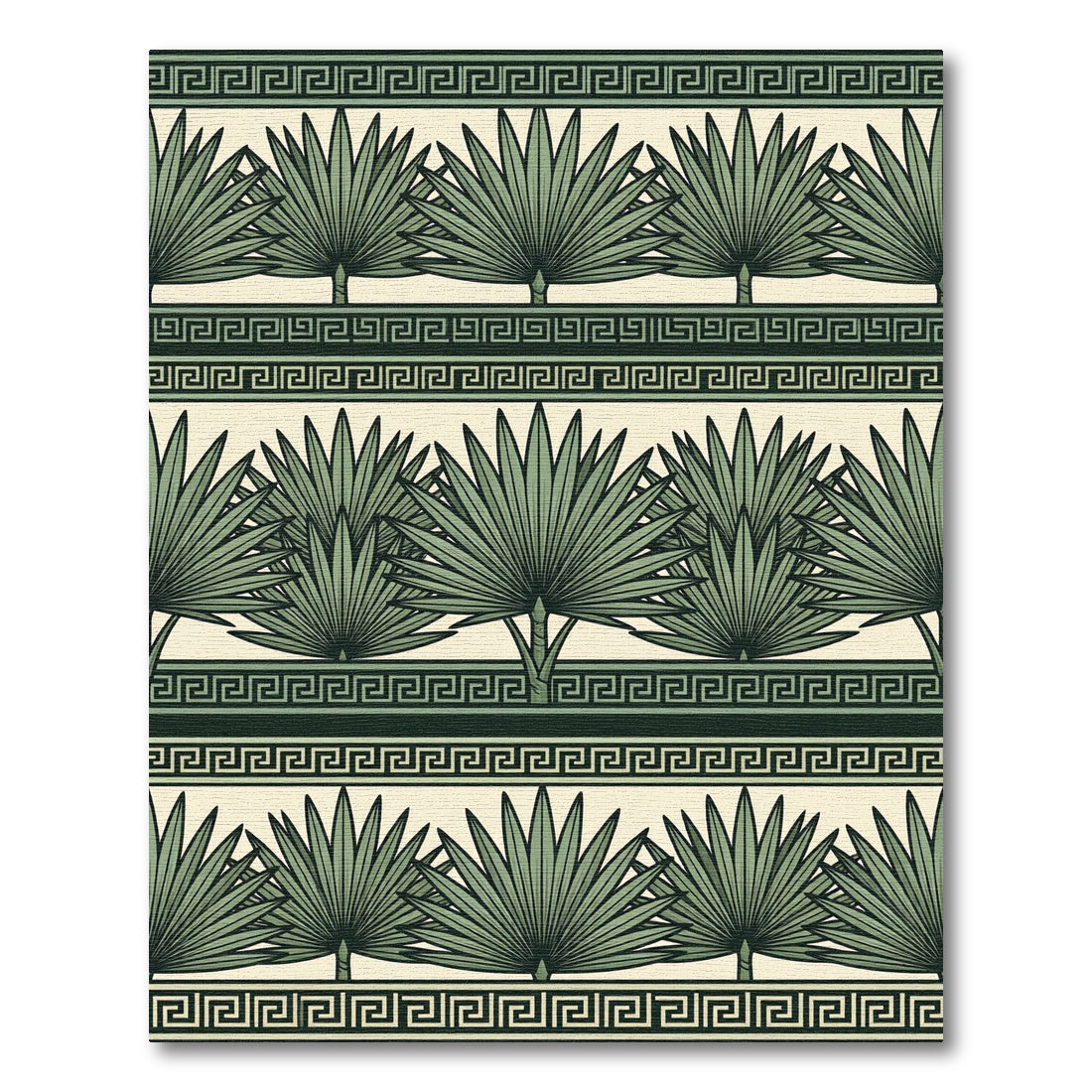 Sage Green Botanical Greek Key Trellis Rug