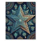 Ornate Teal and Gold Astral Star Rug