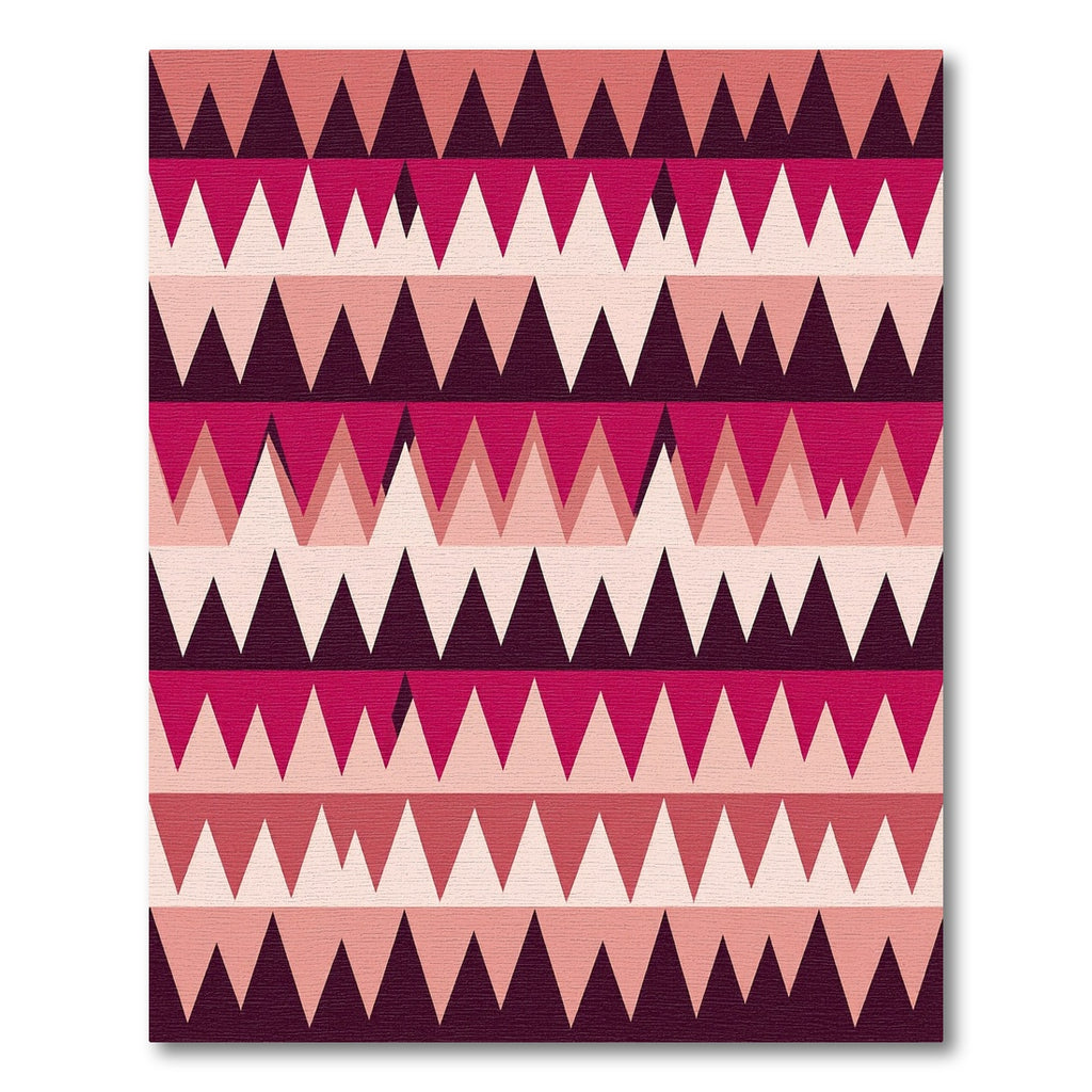 Crimson Pink Geometric Jagged Lines Rug