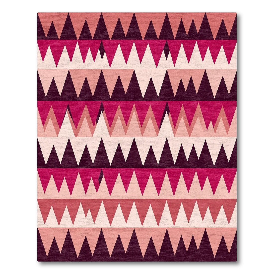 Crimson Pink Geometric Jagged Lines Rug