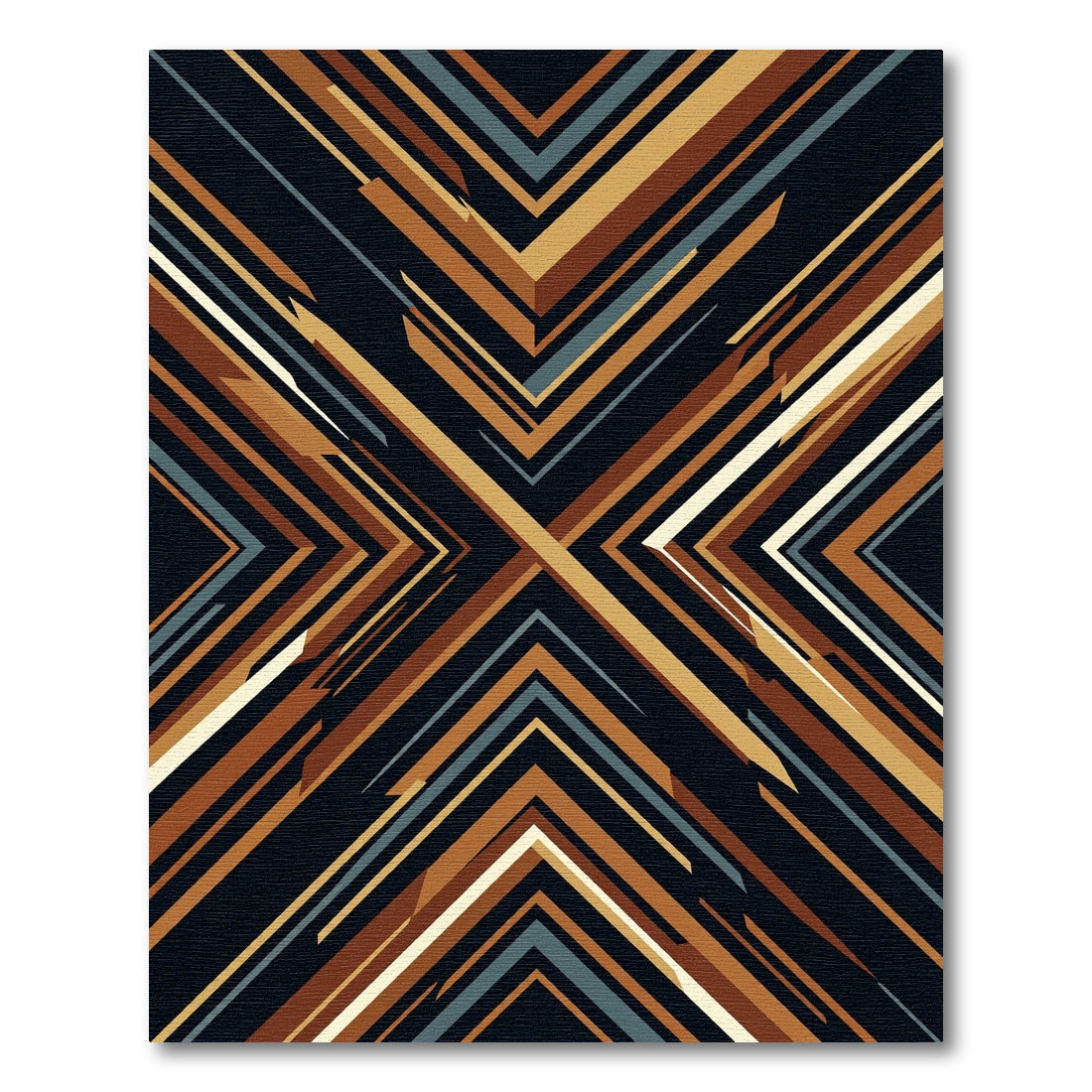 Abstract Copper Geometric Angular Lines Rug