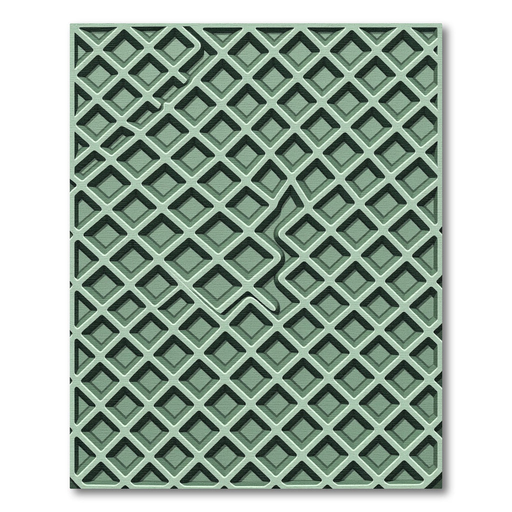 Sage Green Textured Waffle Grid Rug