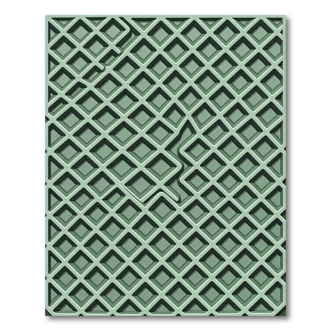 Sage Green Textured Waffle Grid Rug