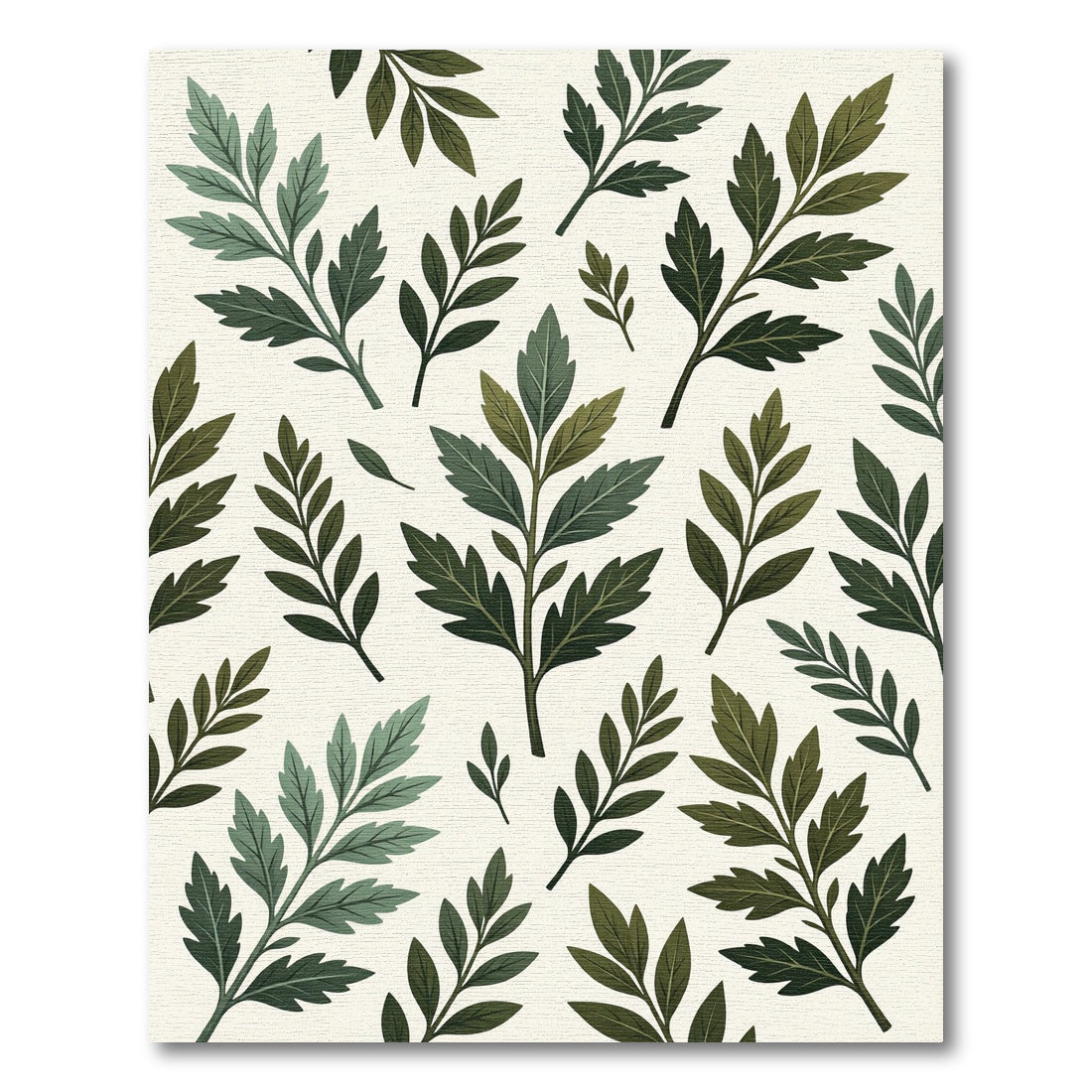 Green Leafy Branch Pattern Rug