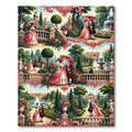Romantic Rococo Garden Couple Scene Rug