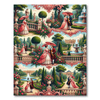 Romantic Rococo Garden Couple Scene Rug